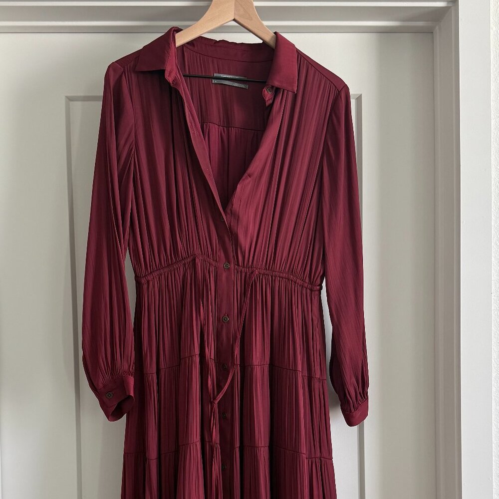 Anthropologie Burgundy Button-Down Maxi Dress – Size Small